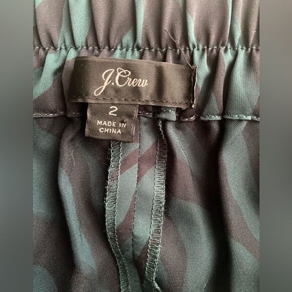 J crew straight animal print pants in green and dark gray size 2 - Picture 3 of 13